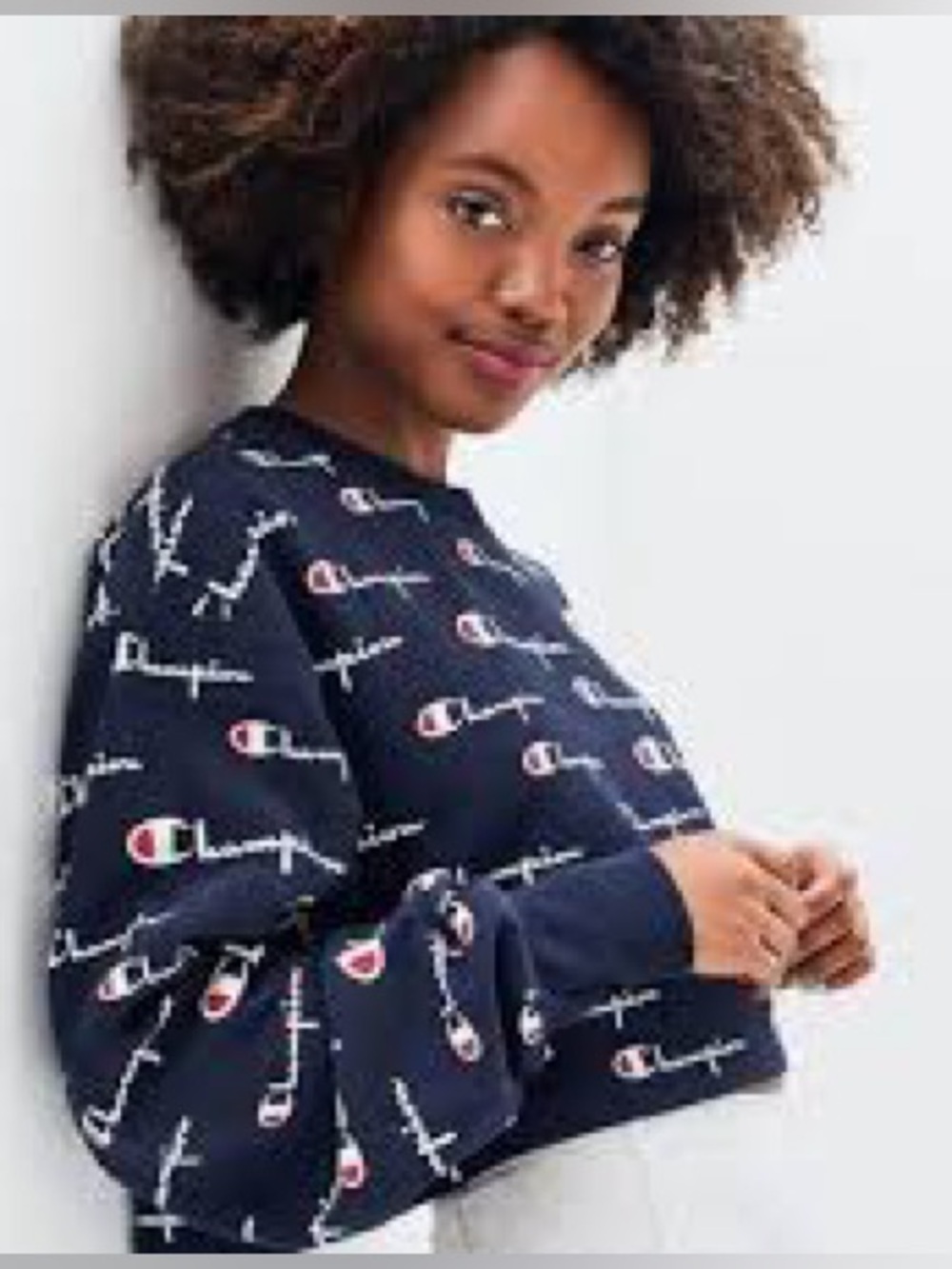 NWOT Champion Reverse Weave Print Cropped Sweatshirt | Large